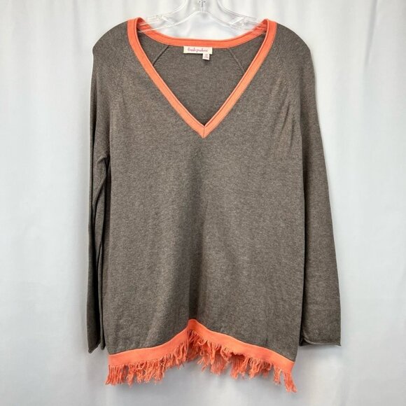 Fresh Produce Womens Tunic Sweater Brown Coral Heathered Long Sleeve V Neck S/M - Picture 1 of 11